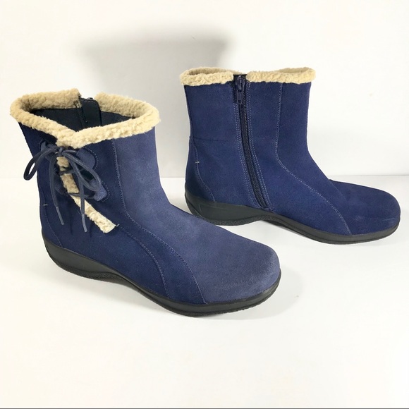 Clarks Shoes - Clark’s blue suede booties side zip size 8